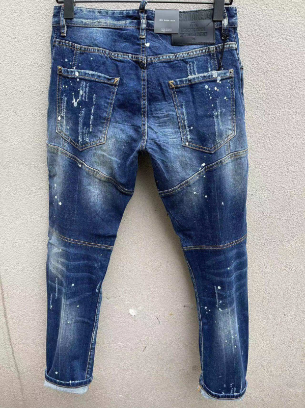 Muške traperice T121 D2, slim fit, oprano plave, patchwork i oštećeni detalji, casual traperice
