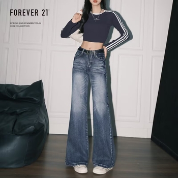 Γυναικείοι τζίν με ψηλή μέση, ευρεία γραμμή, denim ύφασμα, βαμβάκι 50–70% και πολυεστέρας 30–50%