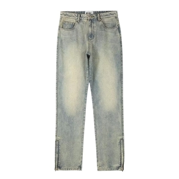 Muške traperice ravnog kroja sa zipom, izbrušeni efekt pranja, denim tkanina 95% poliester