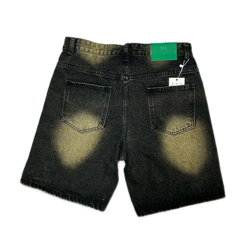 Muške traperice od denima, ravni kroj, srednja dužina, ukrašene rhinestones, hip-hop stil