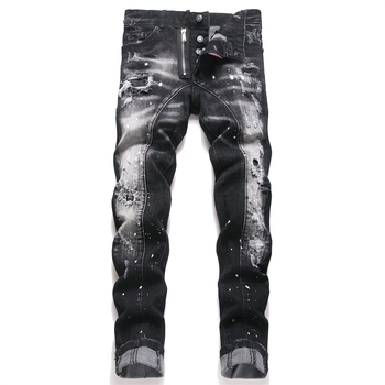 Punk uske farmerice s patchwork aplikacijom i detaljima distresa, denim 90% pamuk, srednji struk