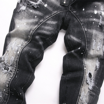 Punk uske farmerice s patchwork aplikacijom i detaljima distresa, denim 90% pamuk, srednji struk