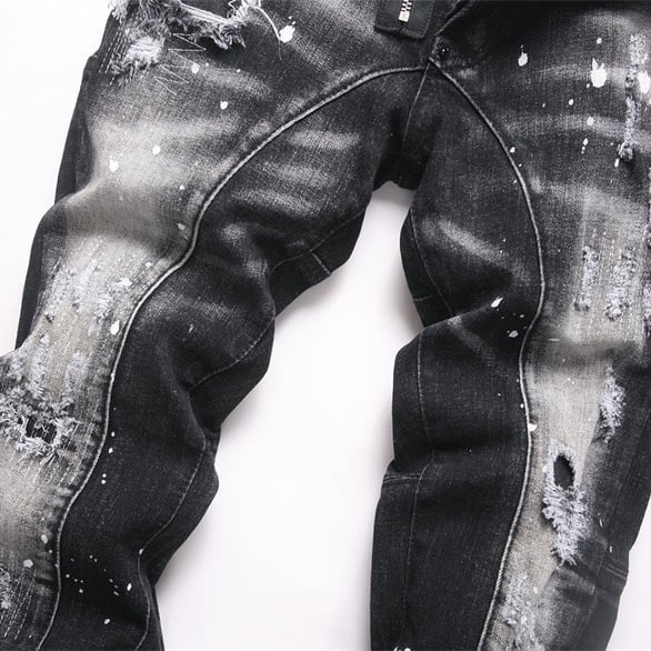 Punk uske farmerice s patchwork aplikacijom i detaljima distresa, denim 90% pamuk, srednji struk