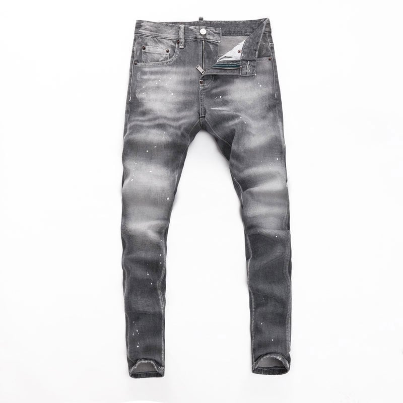 Muške traperice u street-stilu, slim fit, mikroelastičnost, srednji pojas, zip, 98% pamuk, patch dekoracije