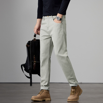 Дънки деним, права кройка, средна талия, микроеластичен памучен деним