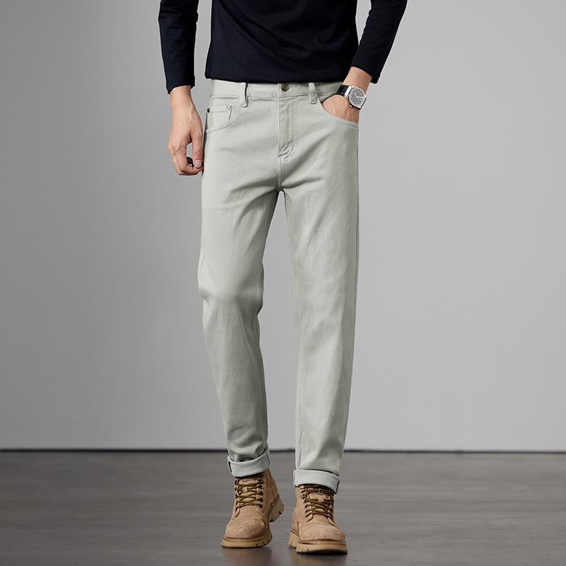 Дънки деним, права кройка, средна талия, микроеластичен памучен деним