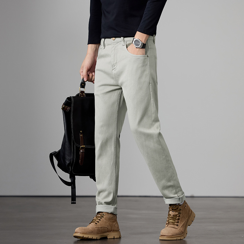 Дънки деним, права кройка, средна талия, микроеластичен памучен деним