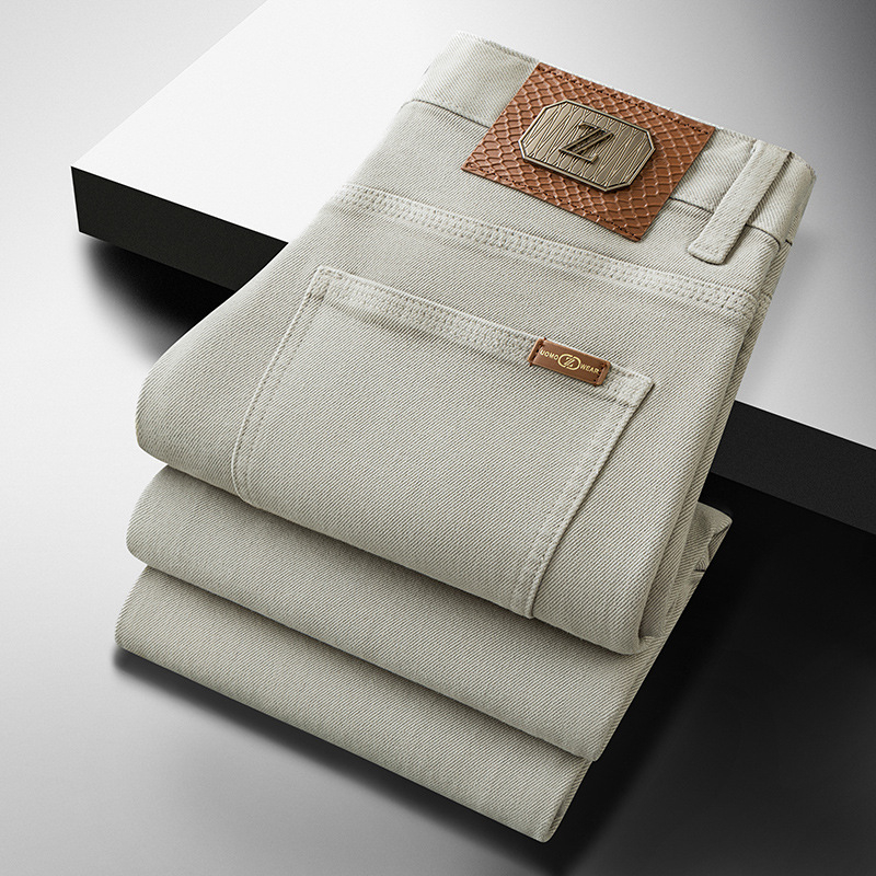 Дънки деним, права кройка, средна талия, микроеластичен памучен деним