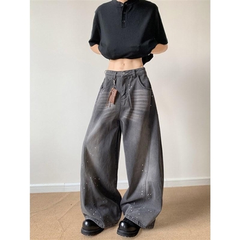 Muške traperice Loose-Fit, cropped wide-leg, isprani denim, američki vintage stil