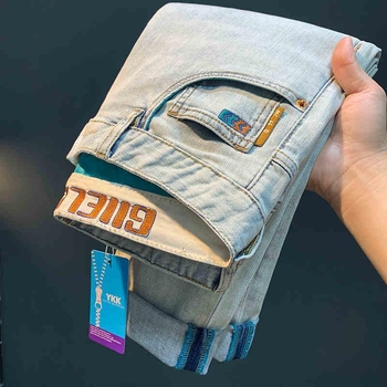 Muške traperice s visokim strukom, straight kroj, pamuk denim, mikro-elastične, zatvarač