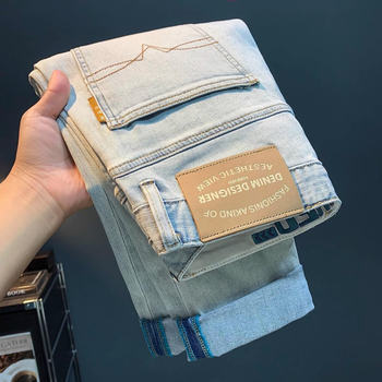 Muške traperice s visokim strukom, straight kroj, pamuk denim, mikro-elastične, zatvarač