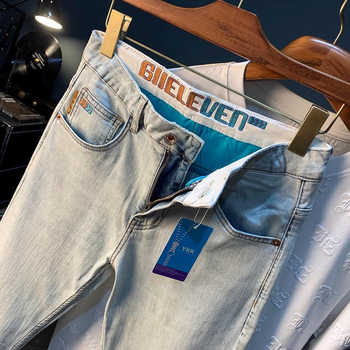 Muške traperice s visokim strukom, straight kroj, pamuk denim, mikro-elastične, zatvarač