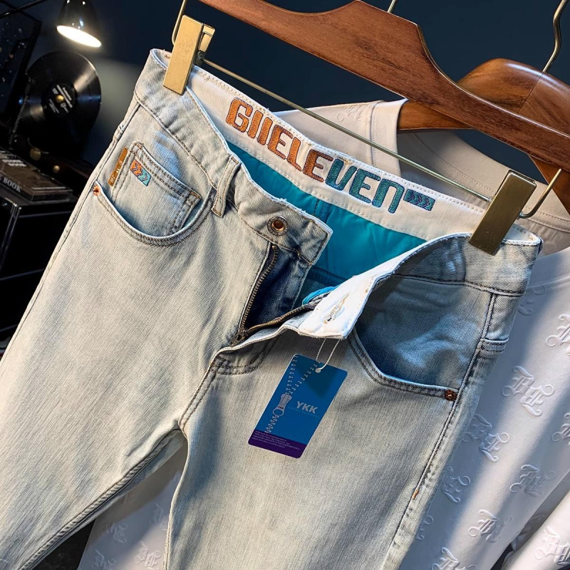 Muške traperice s visokim strukom, straight kroj, pamuk denim, mikro-elastične, zatvarač