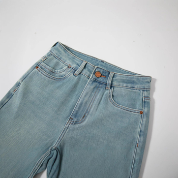 Traperice visokog struka, četverostruki elastični pojas, široka kroj, pamuk denim, blaga elastičnost