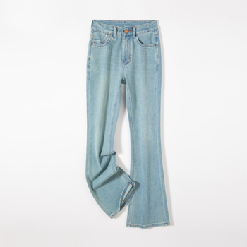 Traperice visokog struka, četverostruki elastični pojas, široka kroj, pamuk denim, blaga elastičnost
