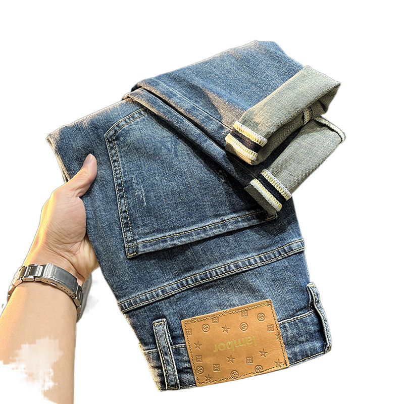 Muške cropped traperice - srednji pojas, zatvarač, 80% pamuk denim, mikroelastičnost, ravni kroj