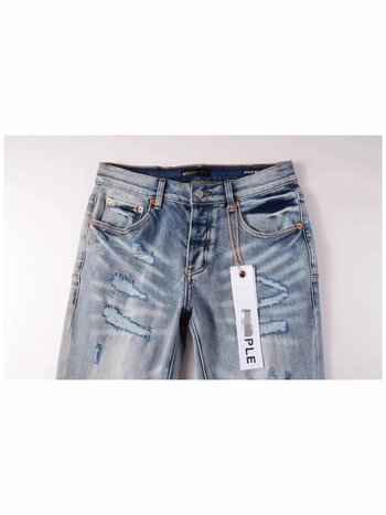Muške slim-fit traperice s patch izvezenim detaljima i oštećenjima, srednji obim struka, zatvarač, mikroelastičnost