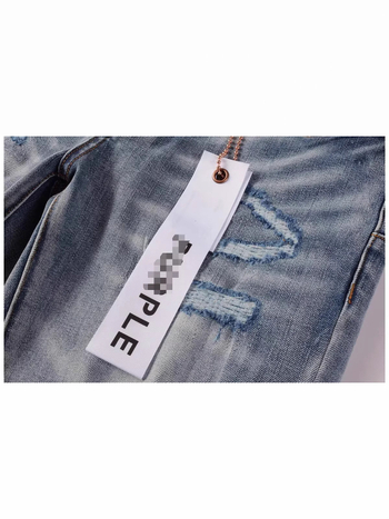 Muške slim-fit traperice s patch izvezenim detaljima i oštećenjima, srednji obim struka, zatvarač, mikroelastičnost