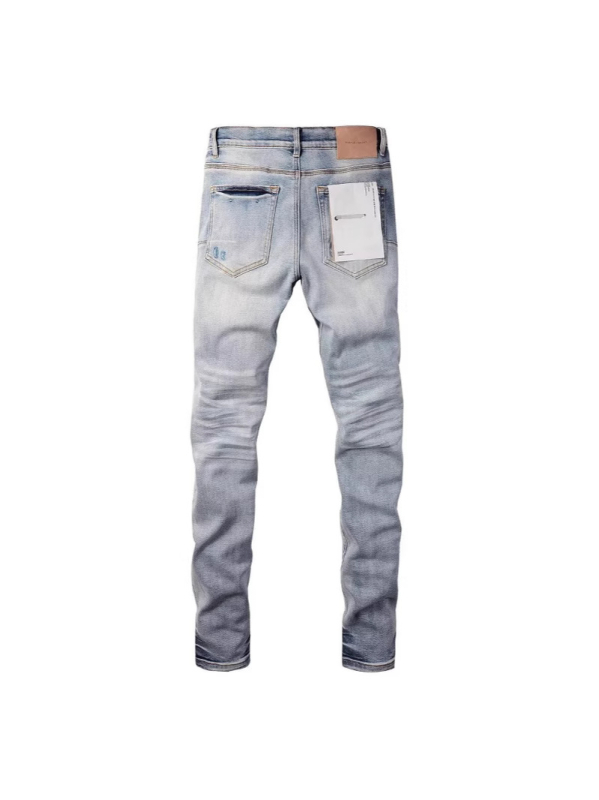 Muške slim-fit traperice s patch izvezenim detaljima i oštećenjima, srednji obim struka, zatvarač, mikroelastičnost
