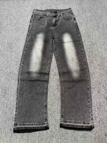 Muške jeans hlače ravnog kroja, oprane, 60% pamuk, srednji struk, zip zatvarač
