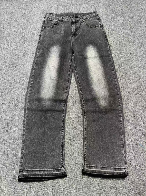 Muške jeans hlače ravnog kroja, oprane, 60% pamuk, srednji struk, zip zatvarač