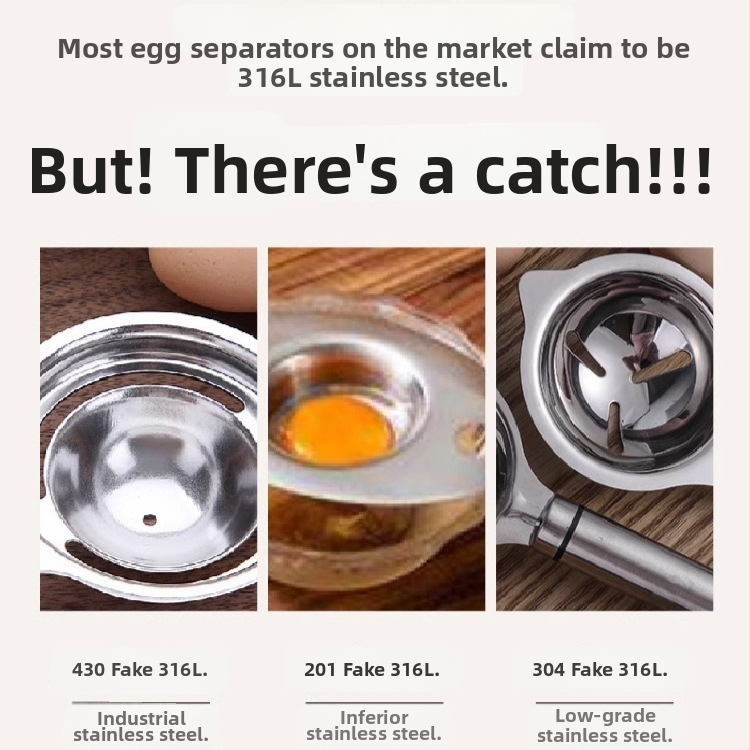 Rozdeľovač žĺtka a bielka z vajíčka, 316 nerezová oceľ, bez elektriny, moderný štýl