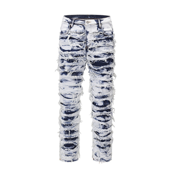 Traperice ravnog kroja, srednji pojas, zip, 85% pamuka cowboy denim, distresirano pranje