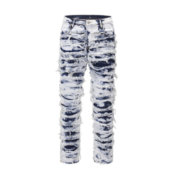 Traperice ravnog kroja, srednji pojas, zip, 85% pamuka cowboy denim, distresirano pranje