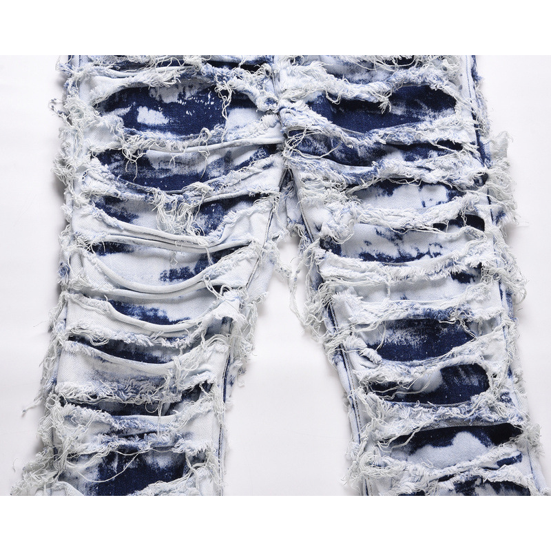 Traperice ravnog kroja, srednji pojas, zip, 85% pamuka cowboy denim, distresirano pranje