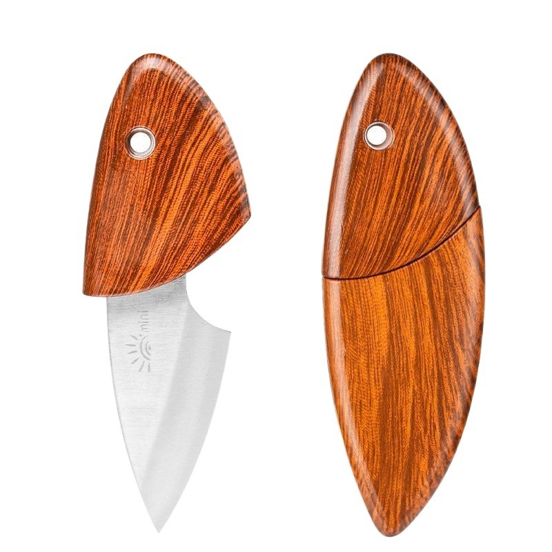 Nož za voće od nehrđajućeg čelika sa futrolom, višenamjenski mini nož, moderni minimalistički stil, model Wooden Fish Small Knife, izdanje 2022