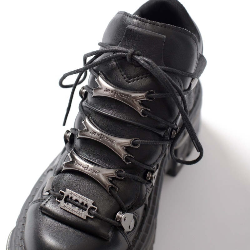 Adidași unisex cu talpă groasă, suprafață PU, vârf rotund, închidere cu șireturi, stil punk