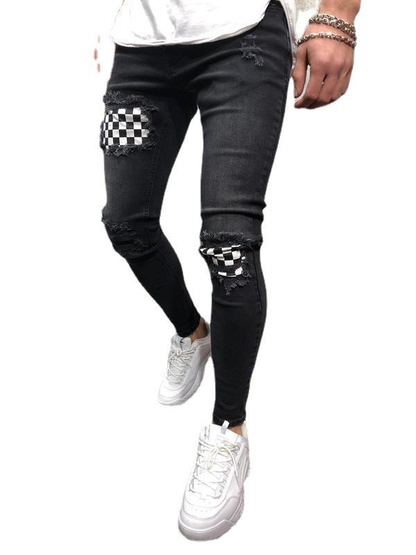 Muške slim-fit traperice s poderotinama, srednji pojas, pamuk 85%, ručna završna obrada, za sve sezone