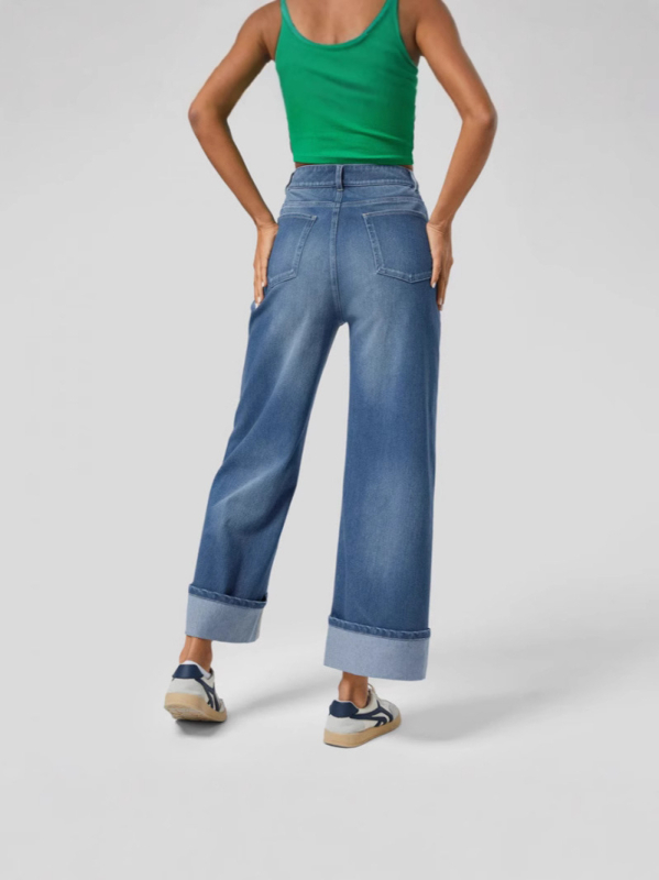 Дънки от памучен деним, прав силует, 80–90% памук, без еластичност, средна дебелина