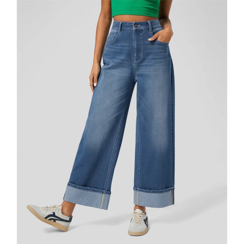 Дънки от памучен деним, прав силует, 80–90% памук, без еластичност, средна дебелина