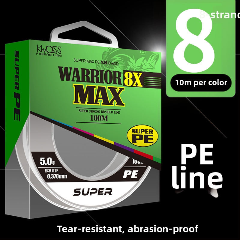 Hlavná šnúra, 8-ramenná pletená PE šnúra, 100 m, vysoká pevnosť, balenie 200 kusov