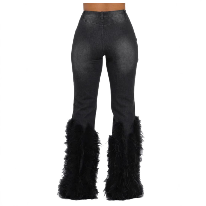 Džins MZ88600 – distressed s perlama i perima, ravni kroj, srednji pojas, denim s pamukom 70–80% i spandex <30%, visoka elastičnost