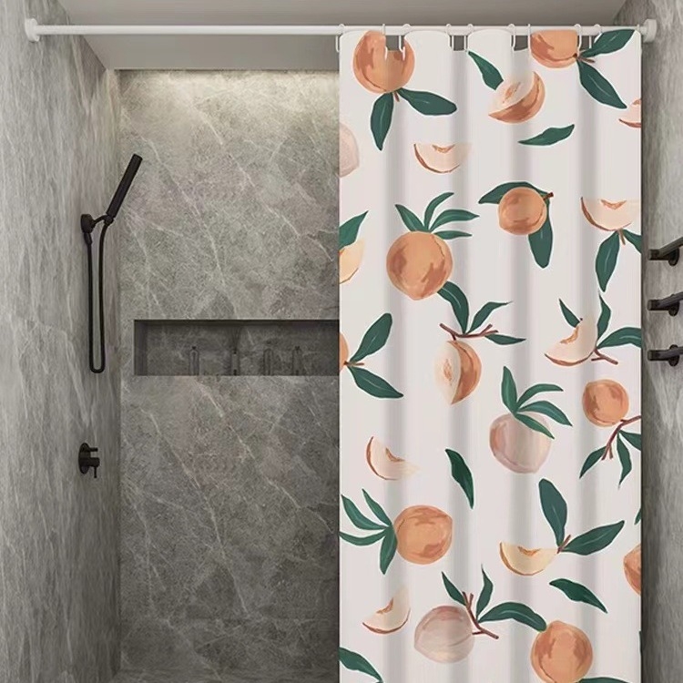 Draperie de duș din poliester, stil pastoral, cu logo personalizabil și modele variate