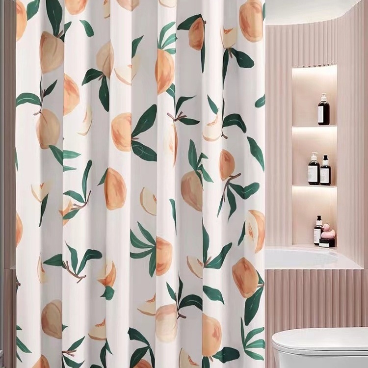 Draperie de duș din poliester, stil pastoral, cu logo personalizabil și modele variate