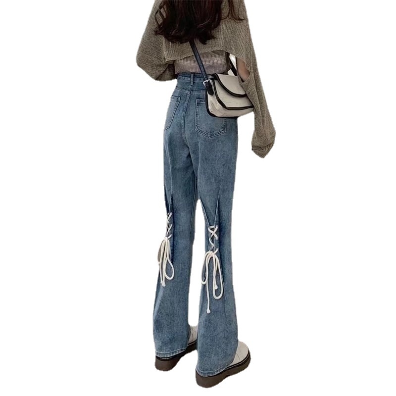 Traperice visokim pojasom i ravnim krojem, denim, 50-70% poliester i 30-50% pamuk, slobodan kroj