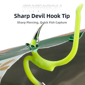 Ribarska udica - druga generacija dvostrukog kuka, sprječava ispadanje, s bodljom (barb), tip kuka: Alphabet god hook, za ribolov na jezeru.