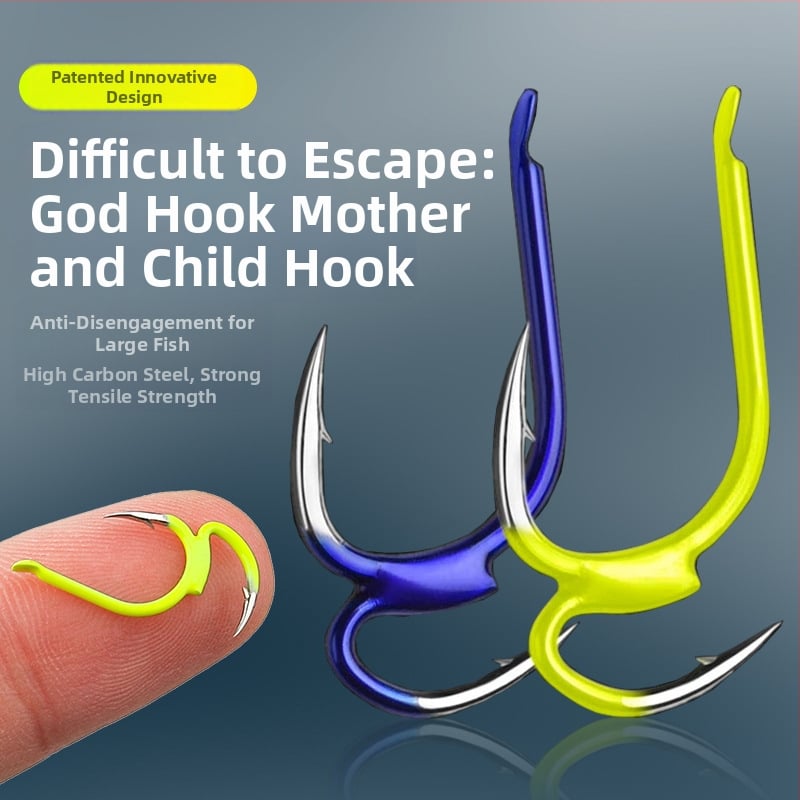 Ribarska udica - druga generacija dvostrukog kuka, sprječava ispadanje, s bodljom (barb), tip kuka: Alphabet god hook, za ribolov na jezeru.