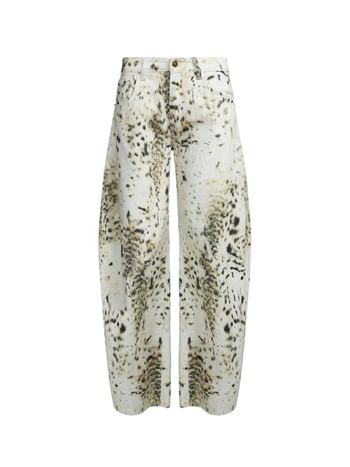 Ženske traperice od denima s leopard printom, američki vintage stil, široke nogavice, niski struk