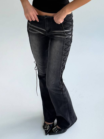 Ženske traperice od denima, niski struk, ravni kroj, pamuk 80–90%, jesen 2025, gradski stil