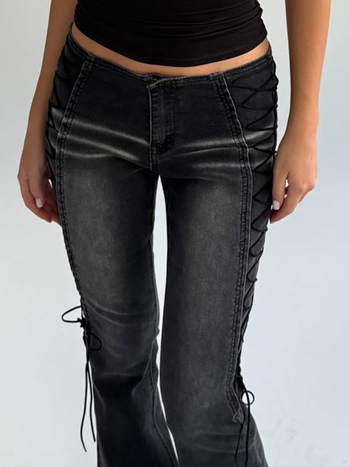 Ženske traperice od denima, niski struk, ravni kroj, pamuk 80–90%, jesen 2025, gradski stil