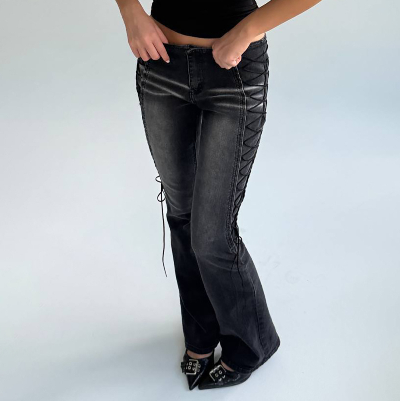 Ženske traperice od denima, niski struk, ravni kroj, pamuk 80–90%, jesen 2025, gradski stil