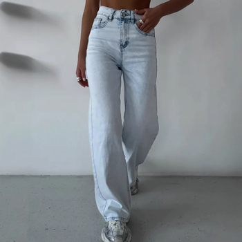 Γυναικείοι Τζινς – ευρύς, χαλαρός γραμμής; denim, 70–80% βαμβάκι; παντελόνι πλήρους μήκους; Άνοιξη 2025