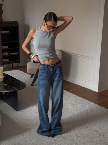 Ženske traperice širokih nogavica, visoki struk, denim 95% pamuk, street fashionista stil