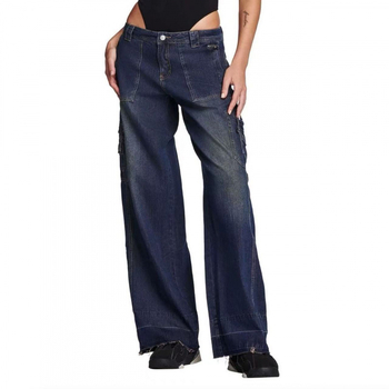 Traperice od denima s niskim strukom, ravnih nogavica, pune duljine, poliesterska smjesa 50–70% (Denim; Low waist; Straight-leg; Full length; Polyester 50–70%)