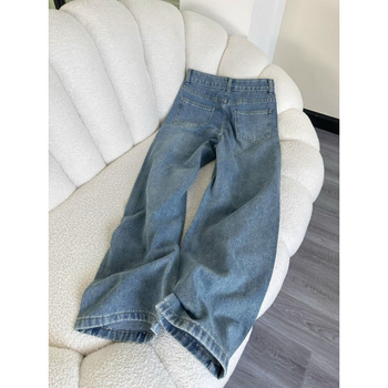 Traperice s rhinestones, visok pas, ravni kroj, pamuk denim, ljetni stil 2025