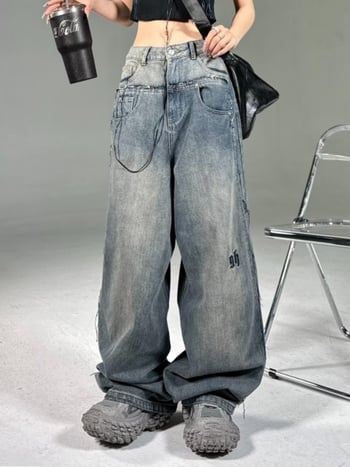 Ženske traperice s visokim strukom i ravnim krojem, denim pamuk, 50–70% glavnog materijala, gradski stil, mikroelastičnost